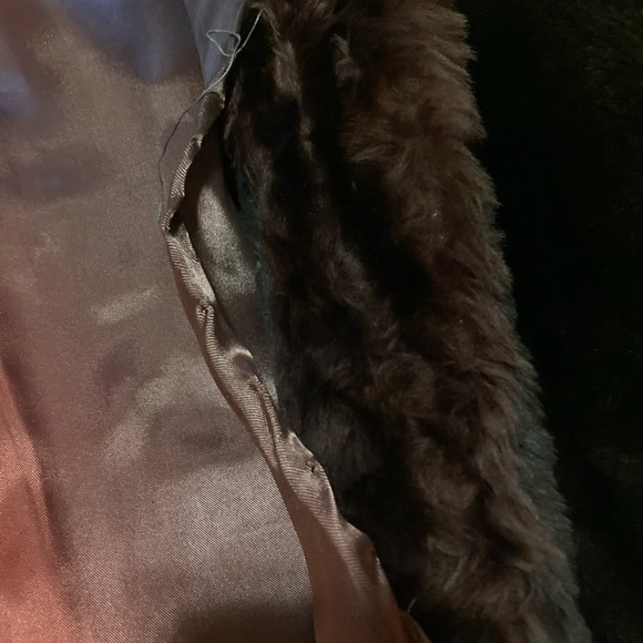 Vintage Genuine - Mouton Lamb Shearling Fur - Reddish Brown Cropped Coat - Picture 6 of 11